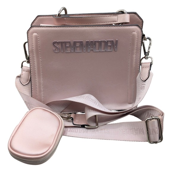 Steve Madden Handbags - Steve Madden Pink Crossbody Bag with Matching Coin Pouch and Logo Strap